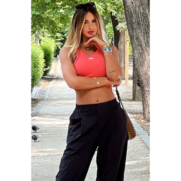 Alo High-Waist Pursuit Trousers Black Wide Leg Hi-Rise Waisted Slacks Pants L - Picture 7 of 16